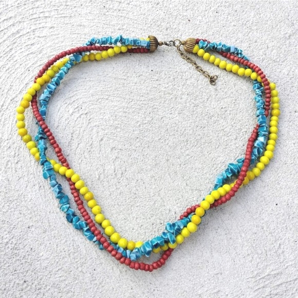 NWOT Multi-layer Beaded Stone Boho Necklace - Picture 1 of 5